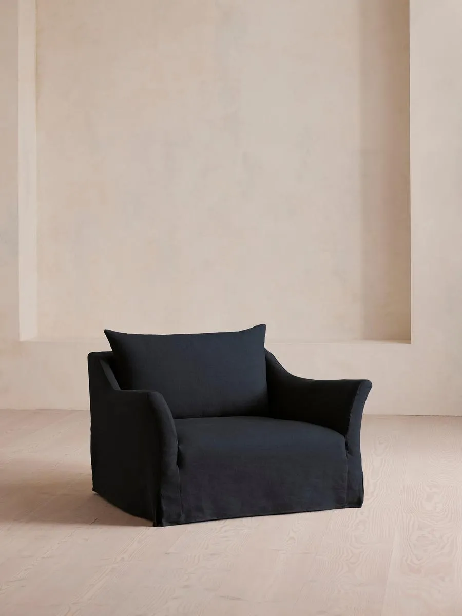 Roma Loveseat, Linen, Indigo