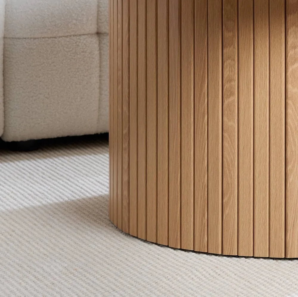 Birlea Round Fluted Coffee Table Axel in Brown 4