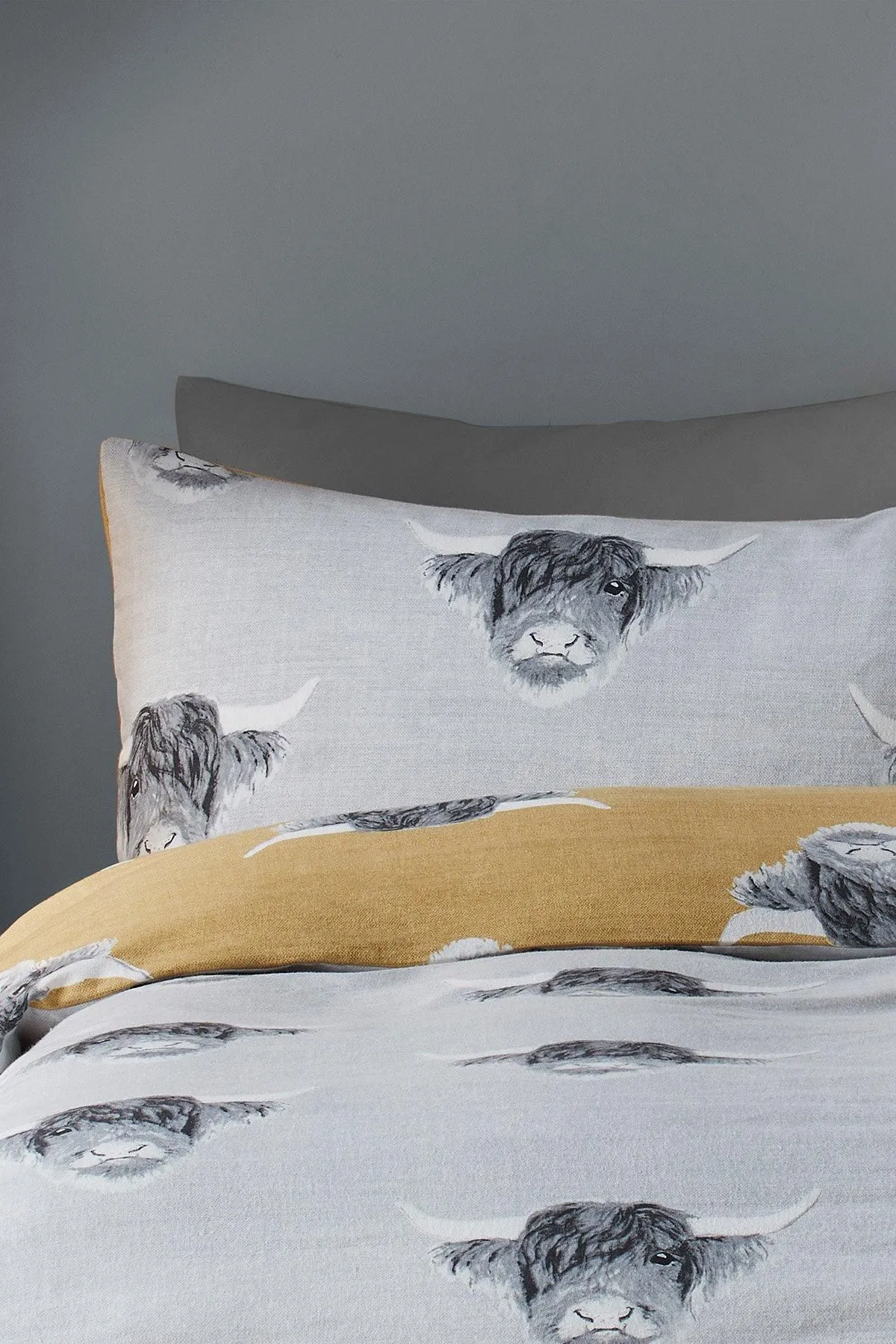 Fusion 'Highland Cow' Brushed Duvet Cover Set in Yellow 6