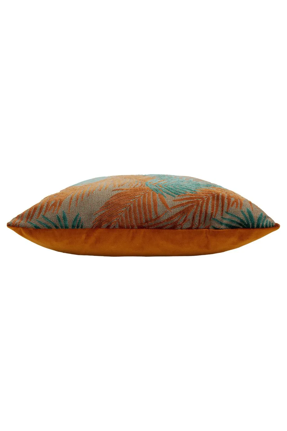 Paoletti Palm Grove Velvet Jacquard Fern Cushion in Teal 3