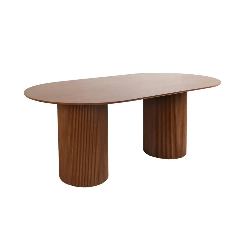 sweeek Oblong dining table with carved wood effect, seats 4-6, 180cm in Dark Brown 2