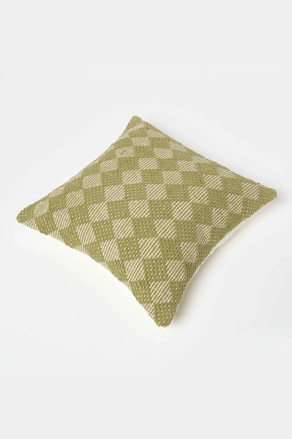 Homescapes Lima Handwoven Textured Green Cushion 5