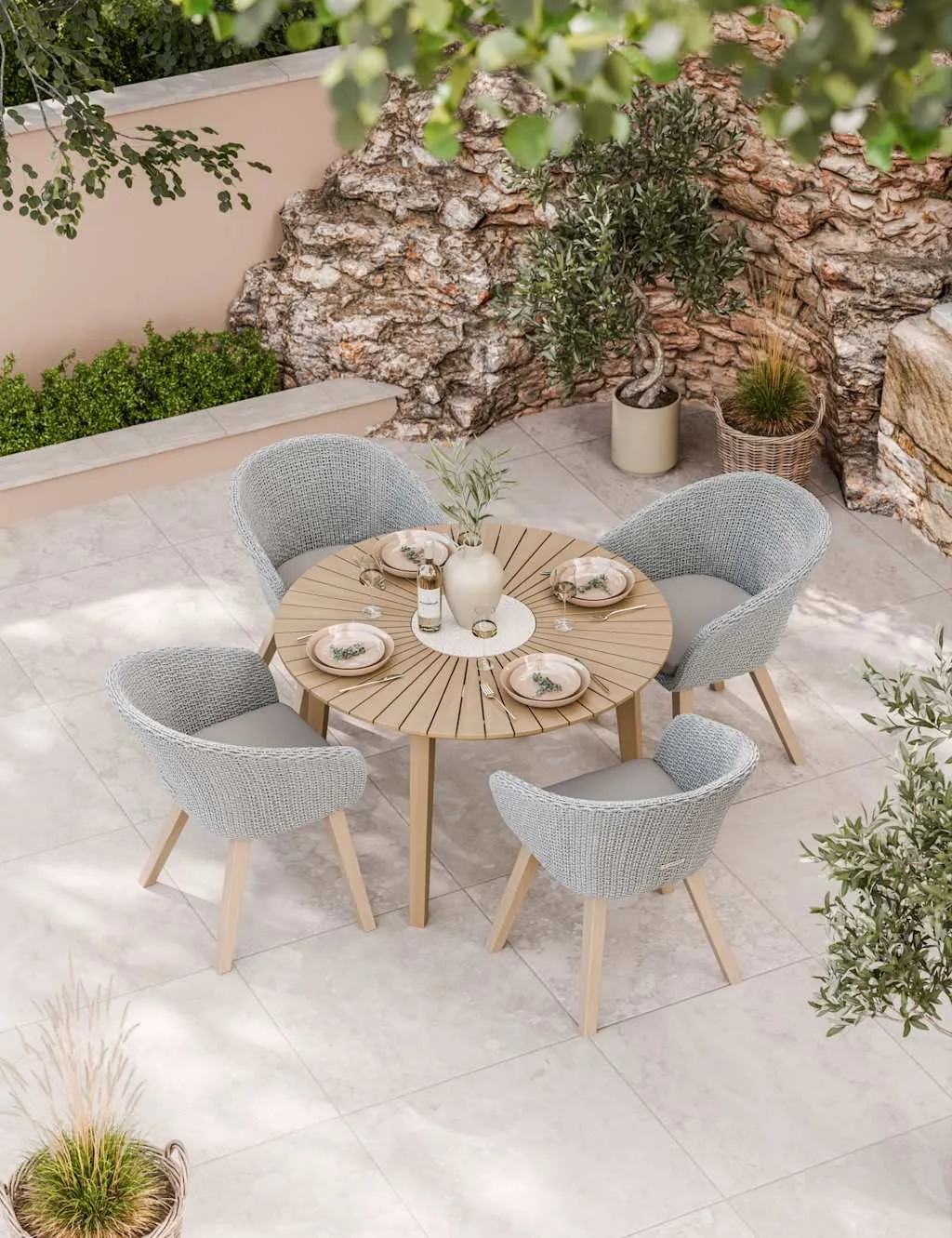 Royalcraft Roma 4 Seater Garden Table and Chairs Grey Mix