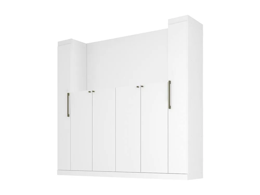 Vente-unique Bed Bridge - 6 Doors - With Wardrobes & Storage - L216, 5 Cm - White 5