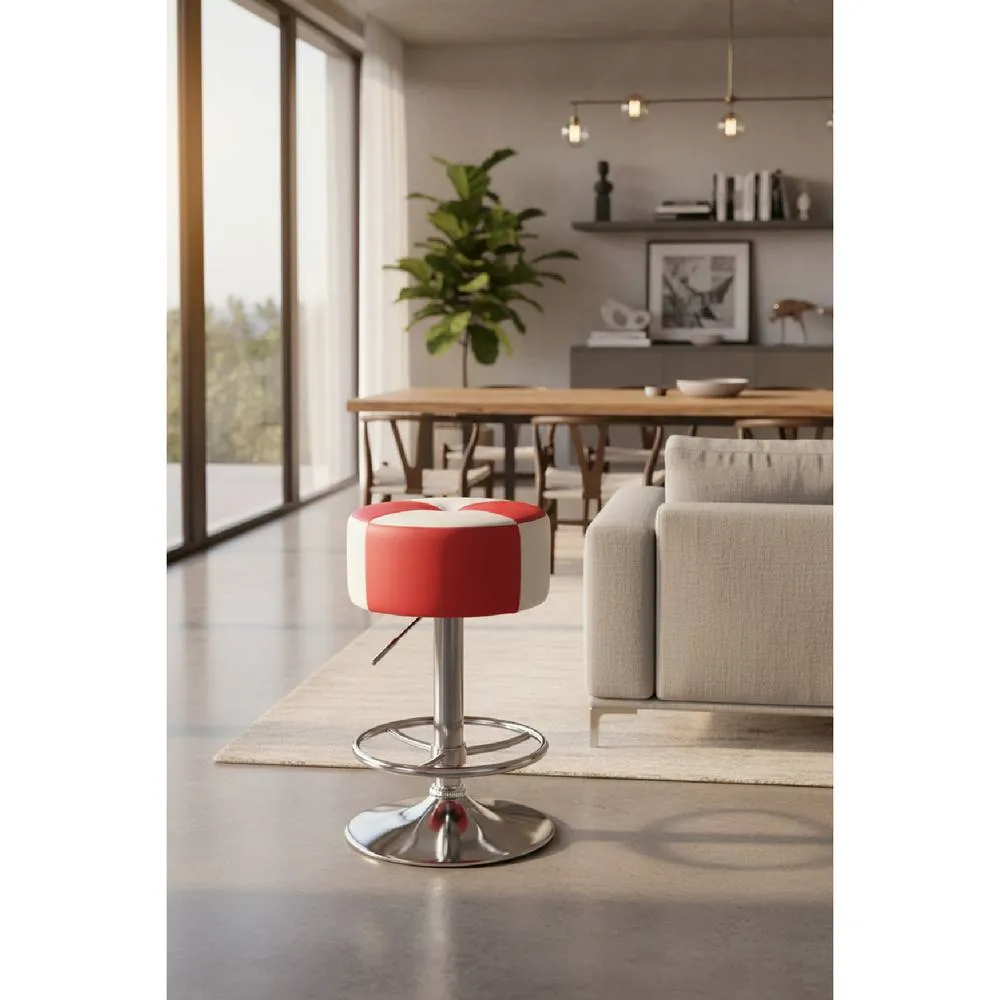 netfurniture Morasi Retro American Diner Kitchen Bar Stool Red & White Padded Seat 5