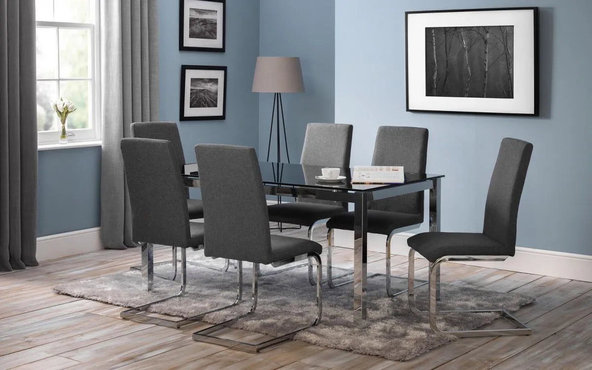 netfurniture Rilt Stylish Chrome Fabric Cantilever Chair in Black 2