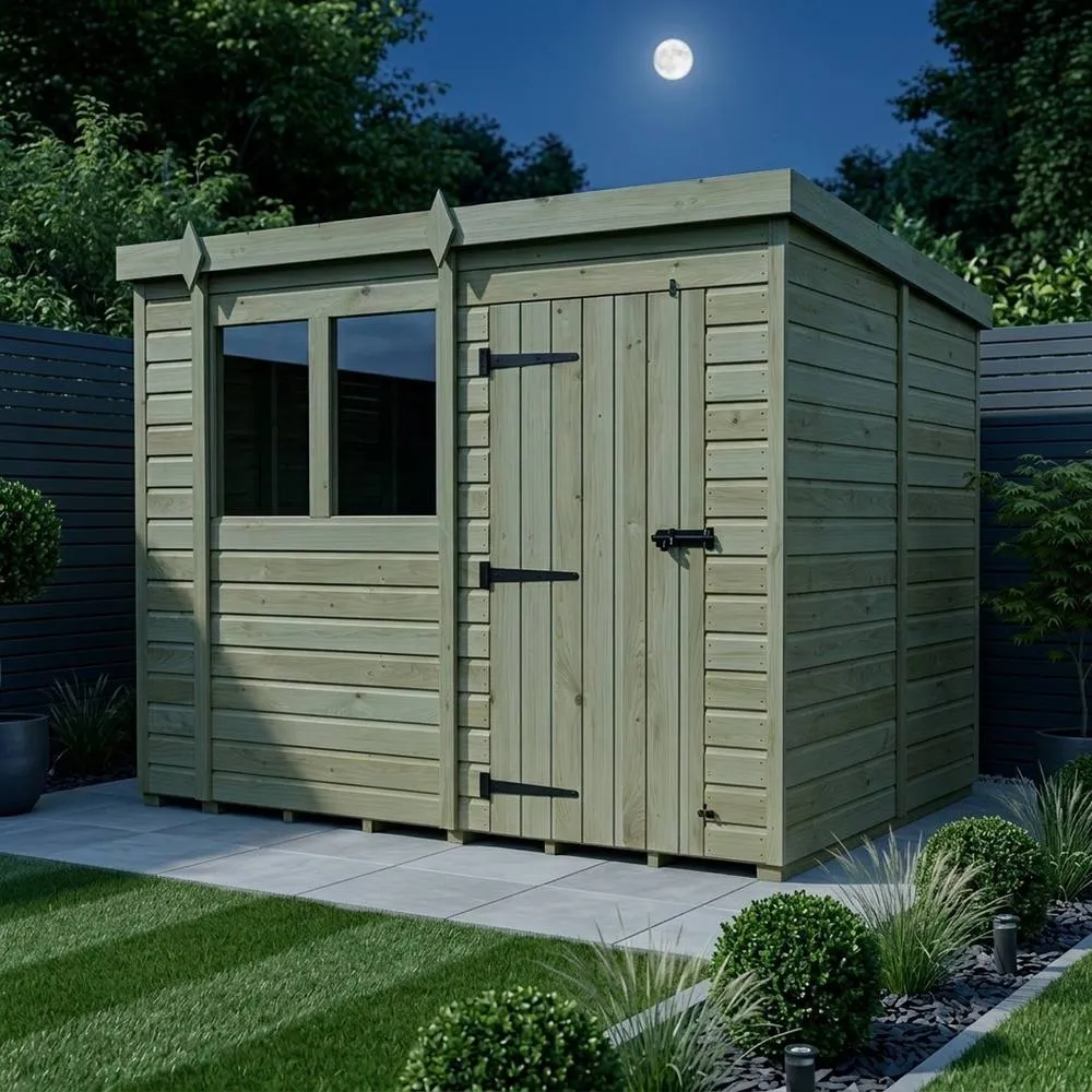 Buttercup Farm 10ft x 9ft Pent Garden Shed Single Door With Windows - Timber in Brown 3