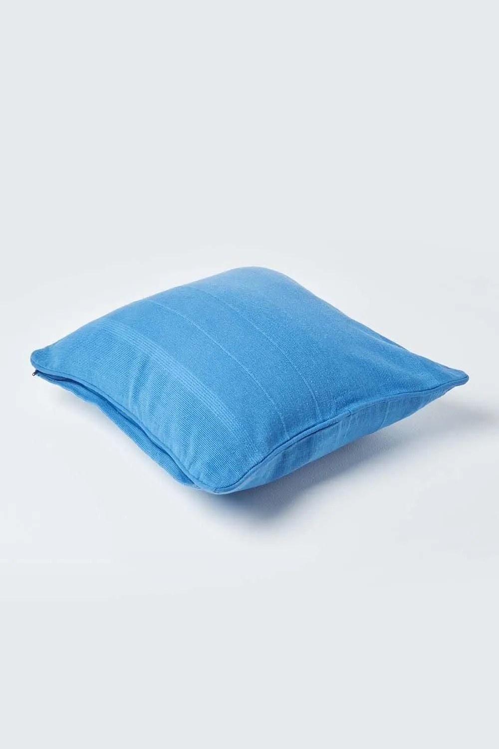 Homescapes Cotton Rajput Ribbed Cushion Cover in Blue 3