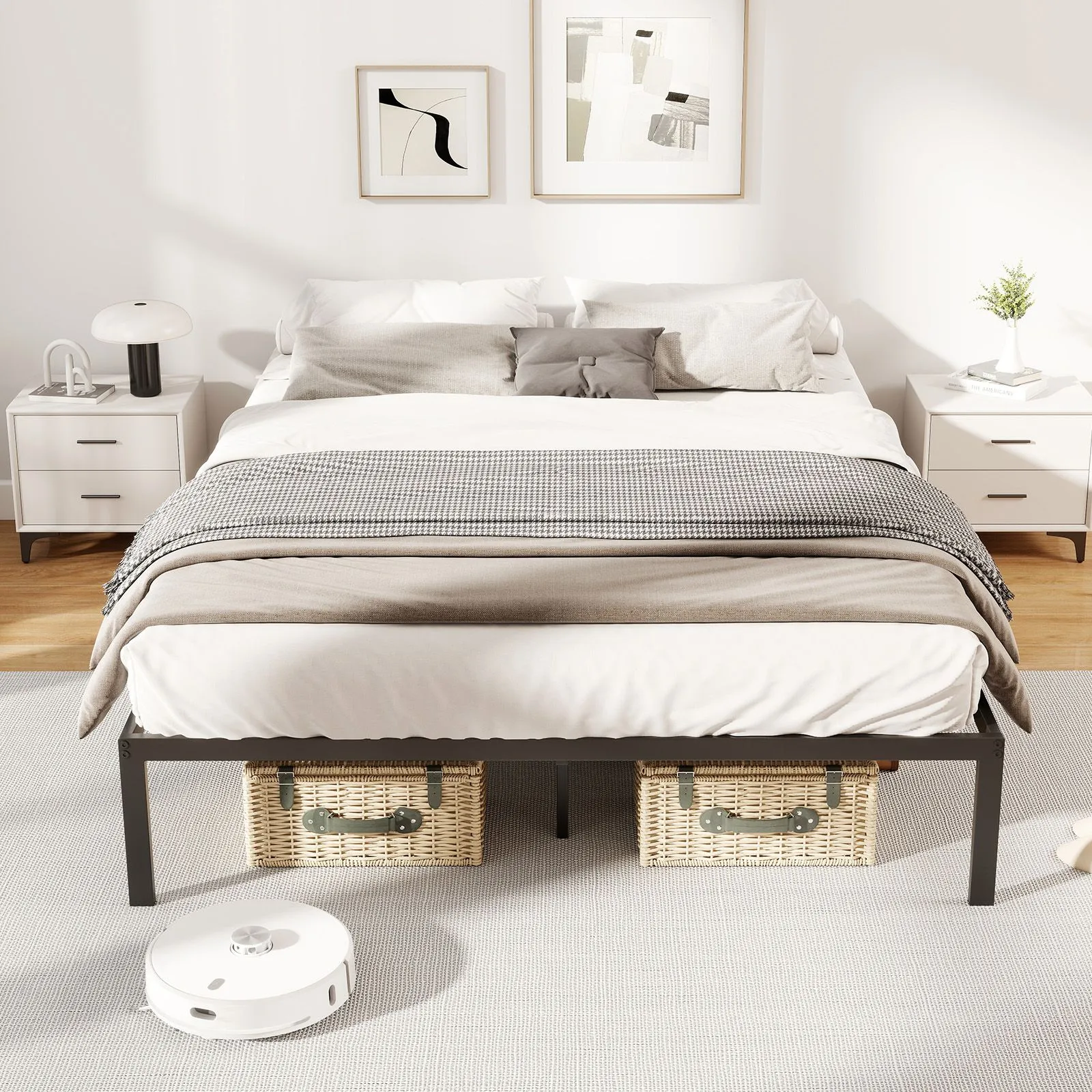 Costway Double Size/King Size Metal Bed Frame 30CM Platform Bed in Black 5
