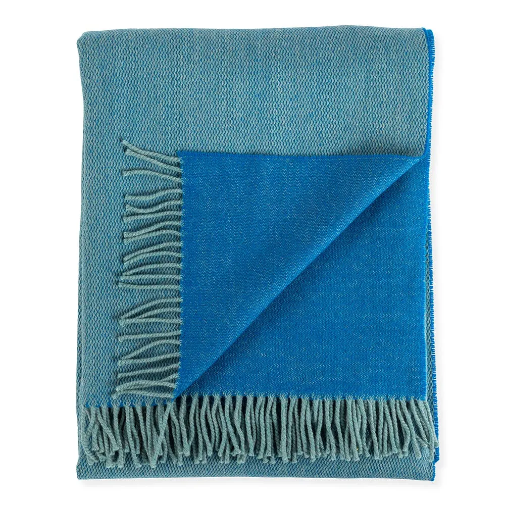 Heal's Two Tone Merino Throw Cobalt 2