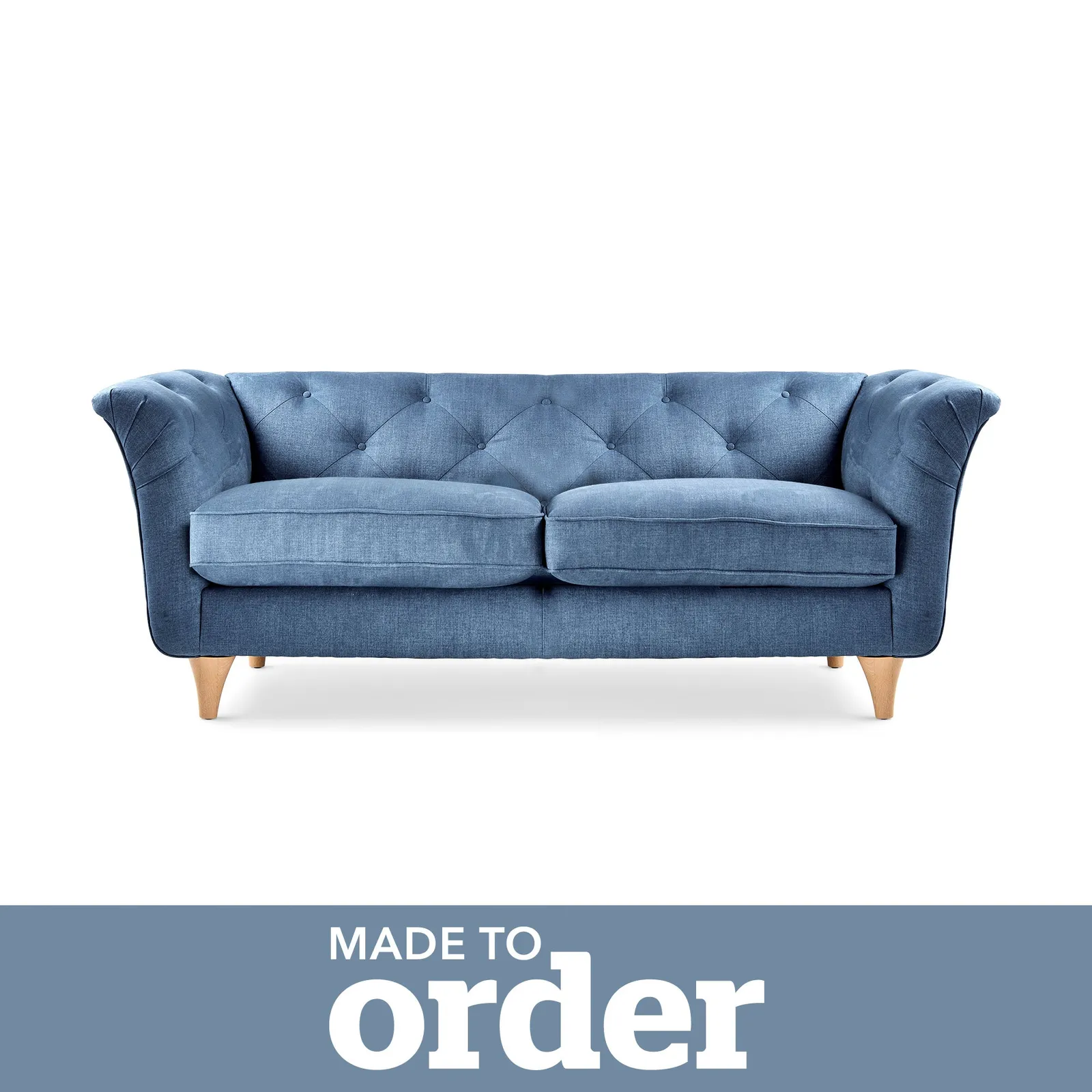 Jaipur 2 Seater Sofa Brushed Plain Fabric Brushed Plain Cobalt