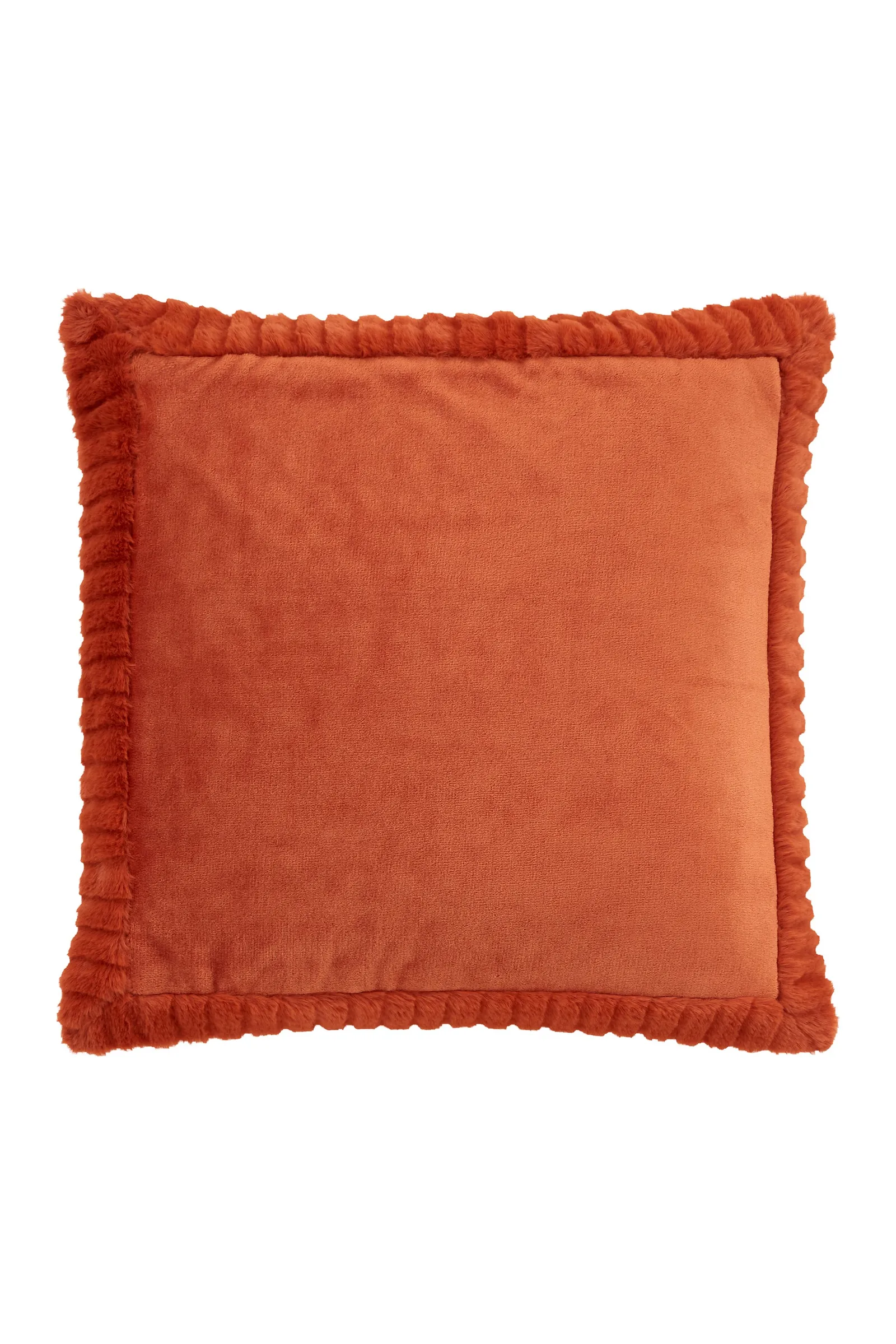 Catherine Lansfield 'Velvet & Faux Fur' 55x55cm Cushion in Burnt Orange 5