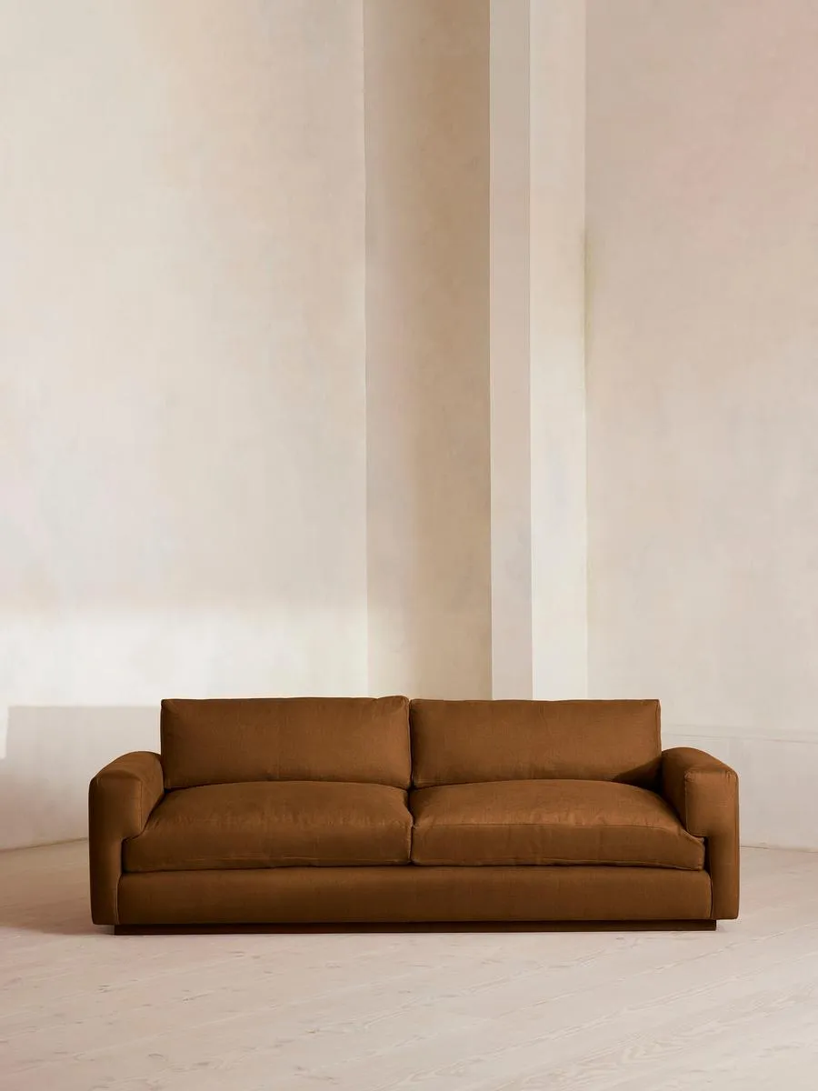Mossley Three Seater Sofa, Linen, Terracotta