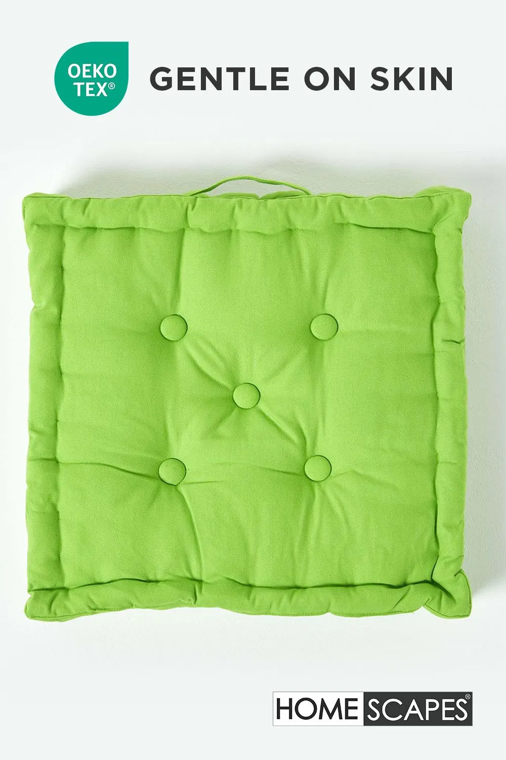 Homescapes Plain Cotton Floor Cushion in Green 3