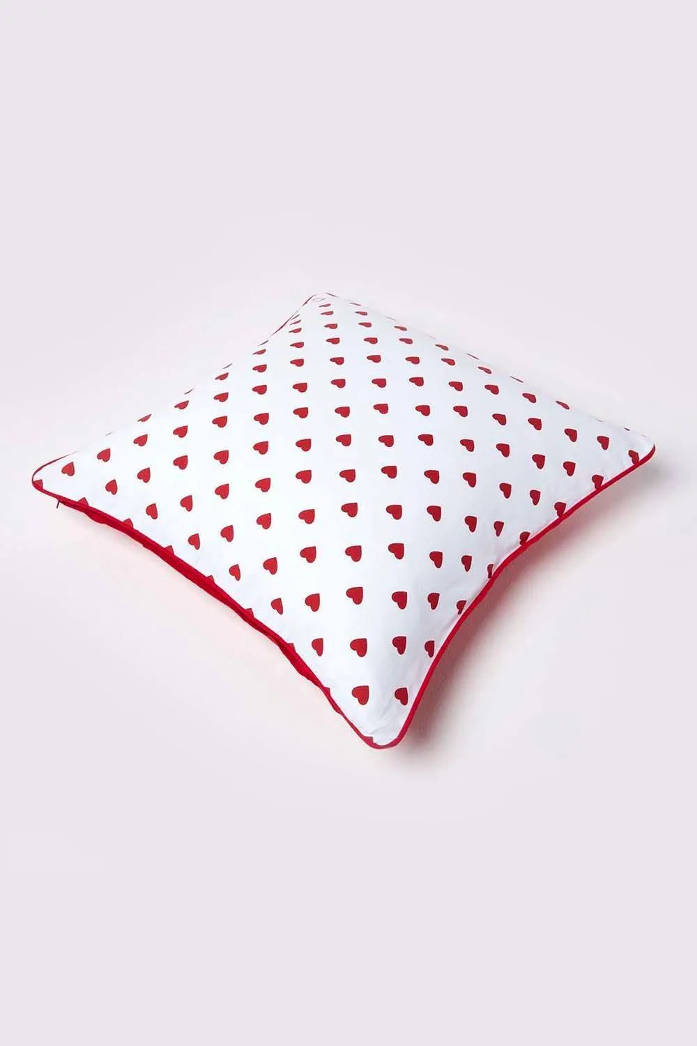 Homescapes Cotton Hearts Cushion Cover in Red 4