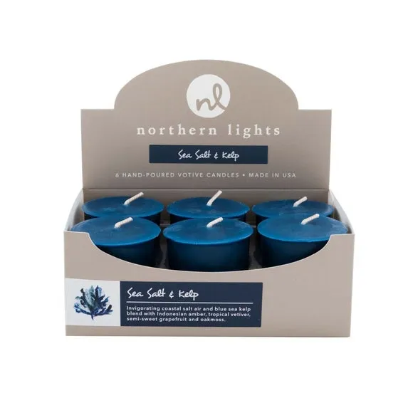 Northern Lights Set of 6 Sea Salt and Kelp Votive Candles