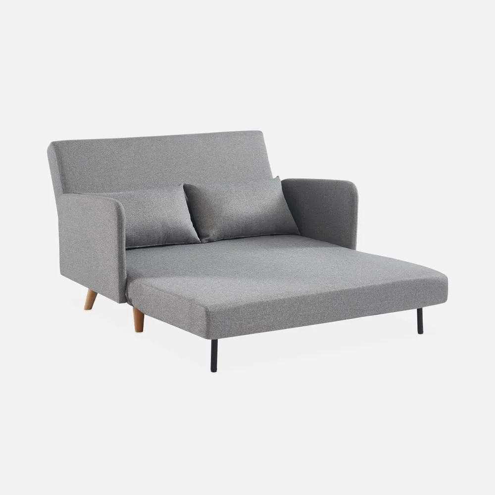 sweeek 2-seater Convertible Sofa Bed With Reclining Backrest in Light Grey 4