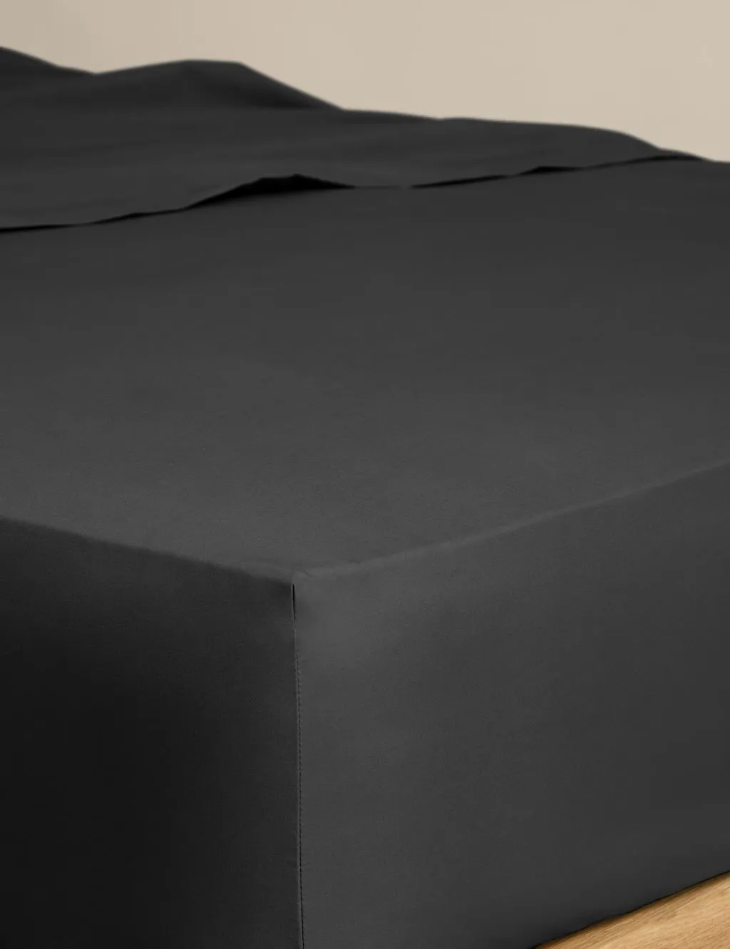 M&S Egyptian Cotton Deep Fitted Sheet Black