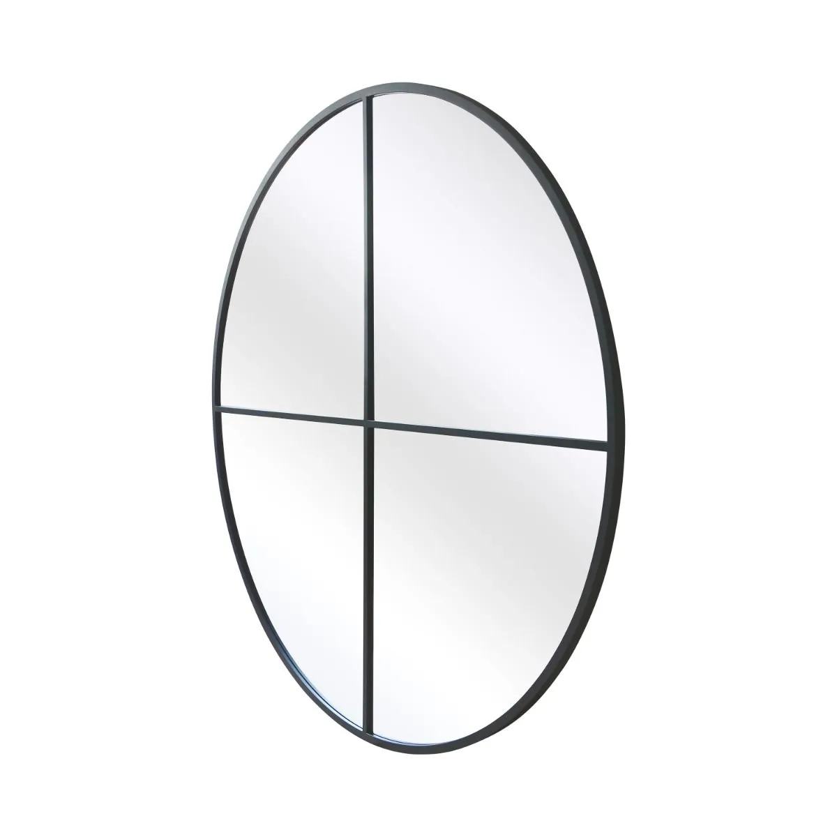 MirrorOutlet Black XL Circular Window Metal Wall & Leaner Mirror (180 x 180CM) 6
