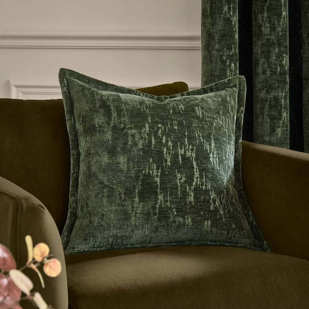 Paoletti Aurelio Chenille Jacquard Cushion in Emerald 1