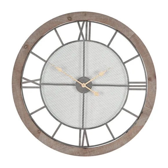 Natural Wood & Metal Wall Clock