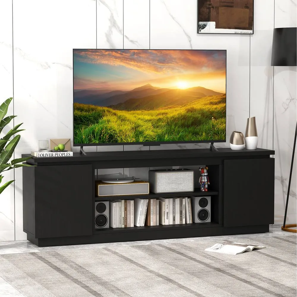 Costway TV Cabinet for TVs up to 80" 178CM Media Console Table-Black in Black 2