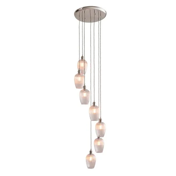 Vogue Sturt 7 Light Ribbed Adjustable Cascade Pendant Light 5