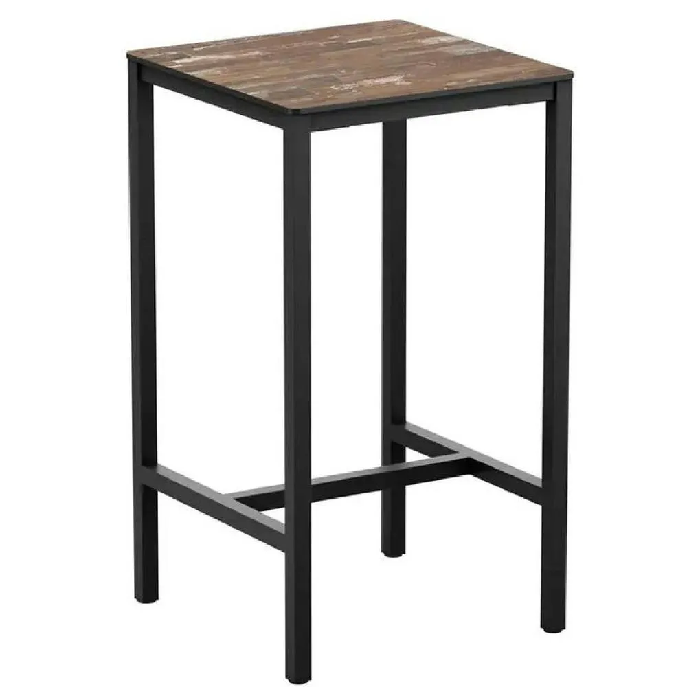 netfurniture Belgravia Planked Vintage Wood Bar Height Table Black - 60 x 60cm 2
