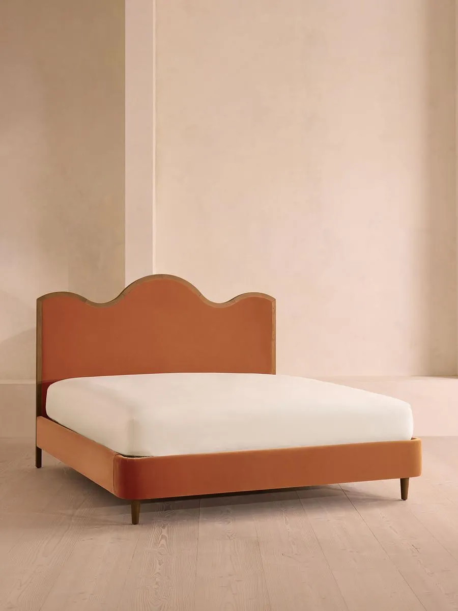 Aubrey Bed, King, Velvet, Antique Rose