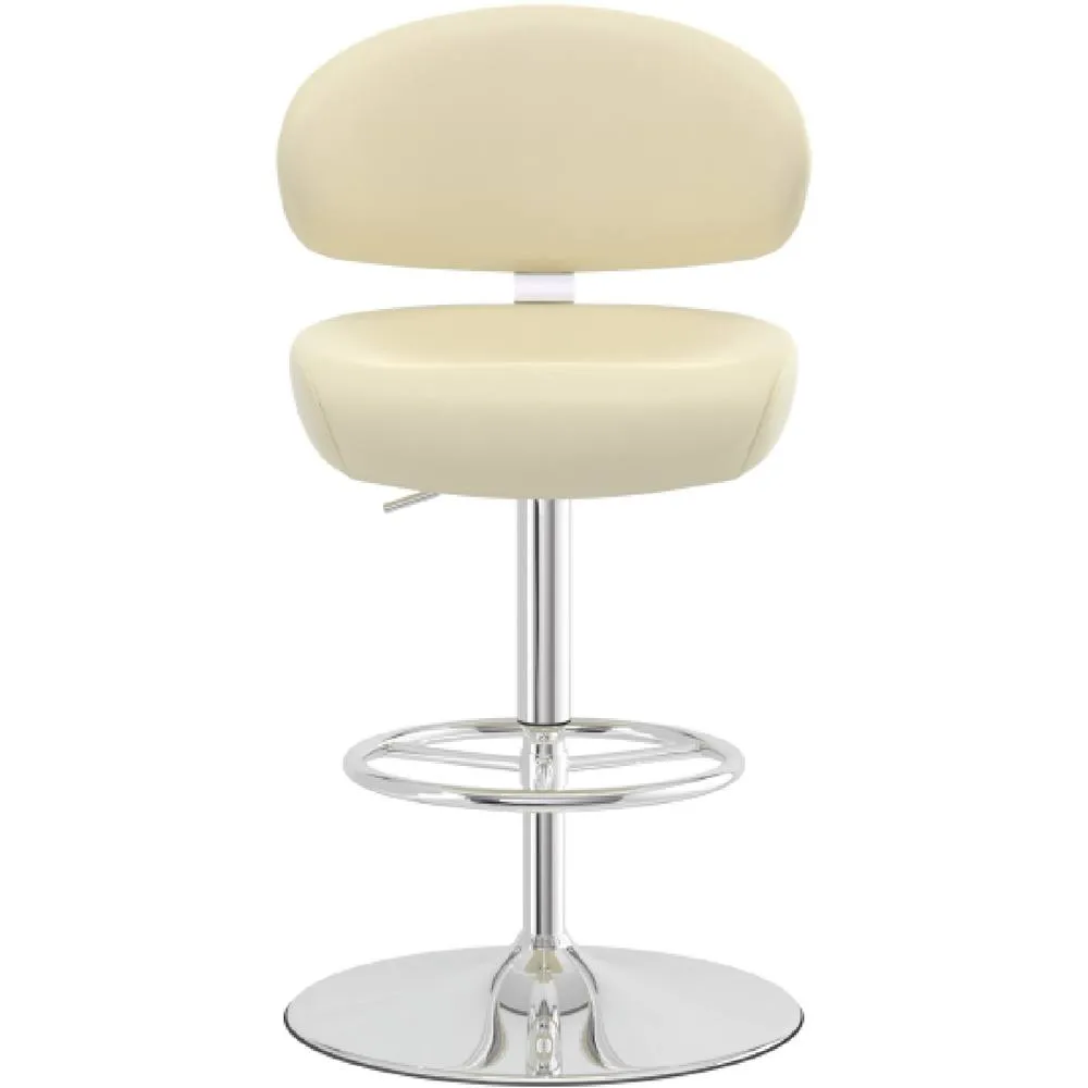 netfurniture Jamaica Height Adjustable Bar Stool Cream Faux Leather Padded Seat 2
