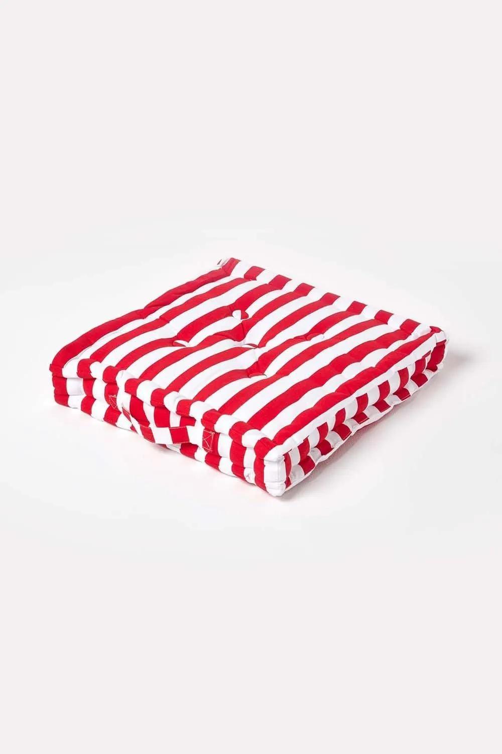 Homescapes Cotton Thick Stripe Floor Cushion in Red 1