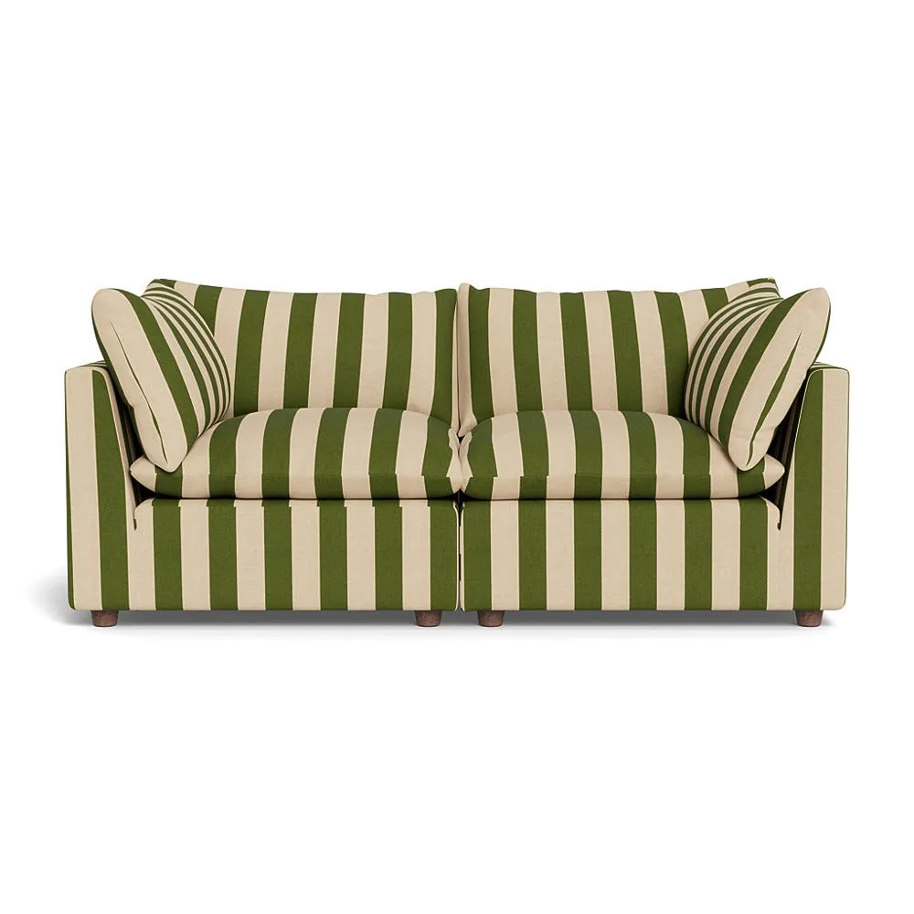 Heal's Astrid 3 Seater Sofa Capelo Linen-Cotton Stripe Green Walnut Stained Beech Feet 1
