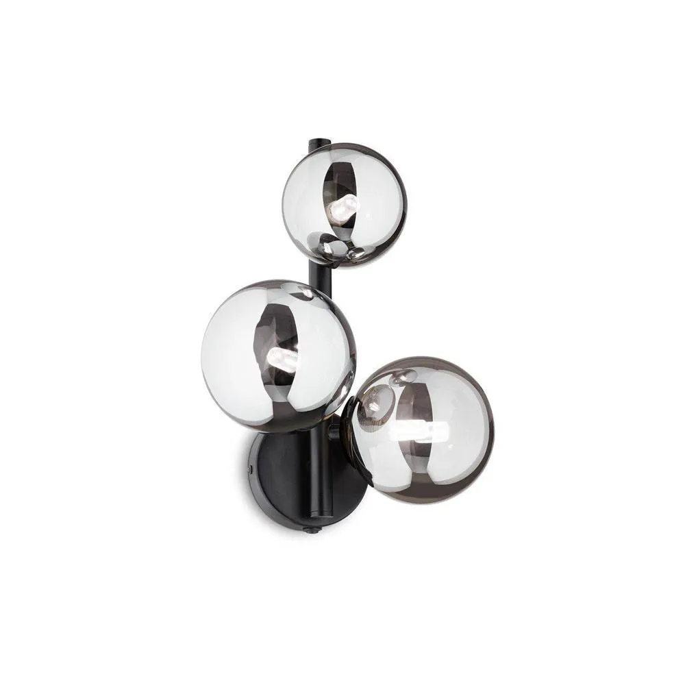 Netlighting Perlage 3 Globe Light Wall Lamp Black