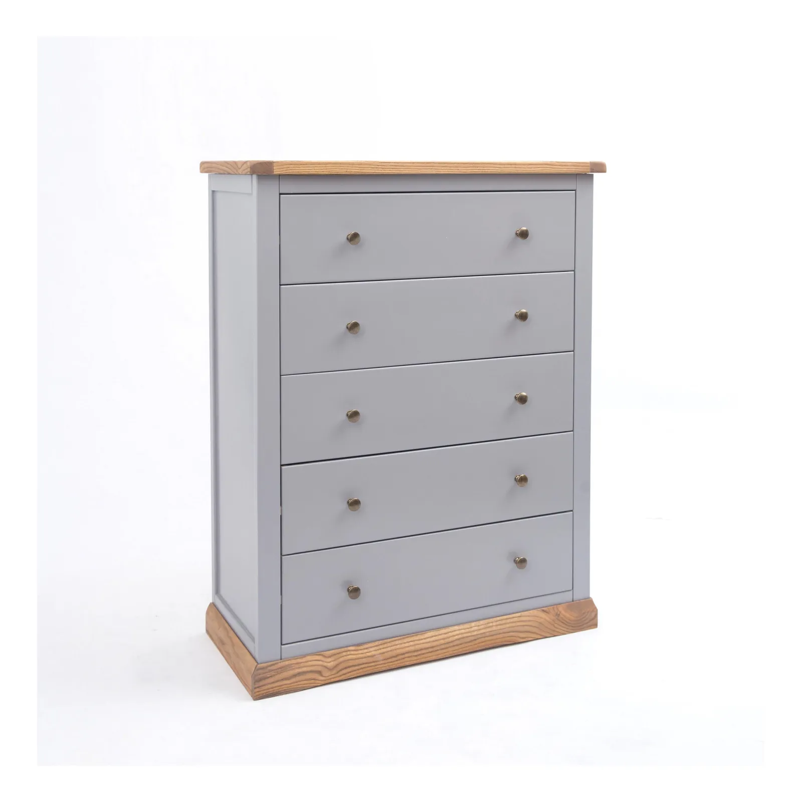 Cabinet Bits Bicarri 5 Drawer Chest of Drawers Brass Knob in Grey 2