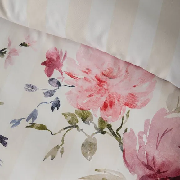 Catherine Lansfield Floral Stripe Duvet Cover & Pillowcase Set 3