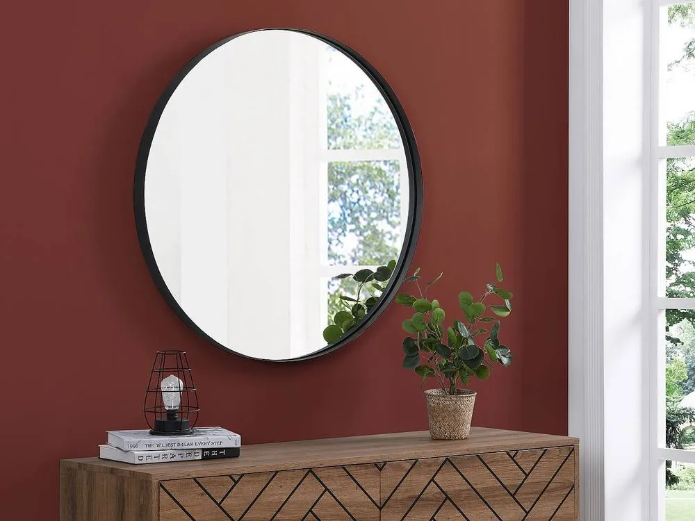 Vente-unique Round Metal Wall Mirror - D80 Cm - Black - JAFFREL 3