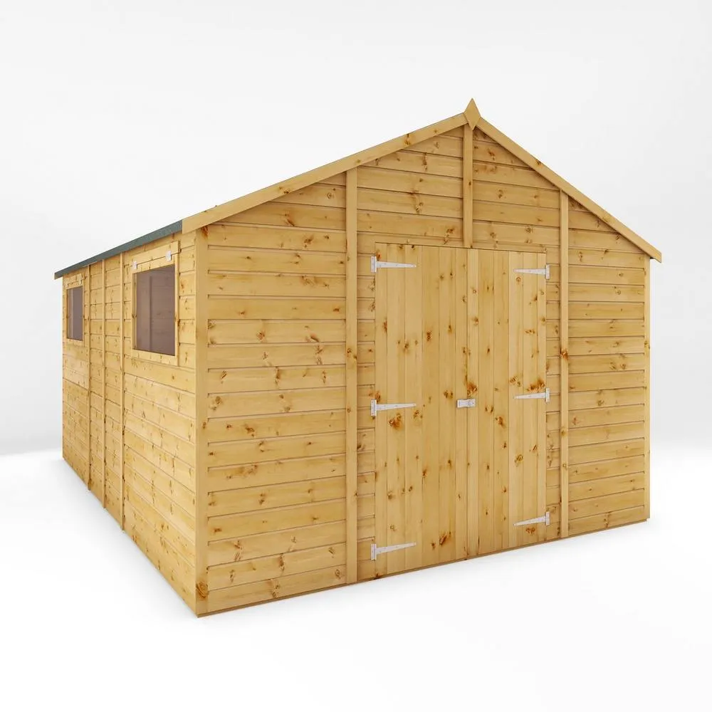 Mercia 14 x 10 Ft Premium Shiplap Apex Workshop - L427.4 x W322.7 x H252.4 cm in Light Brown