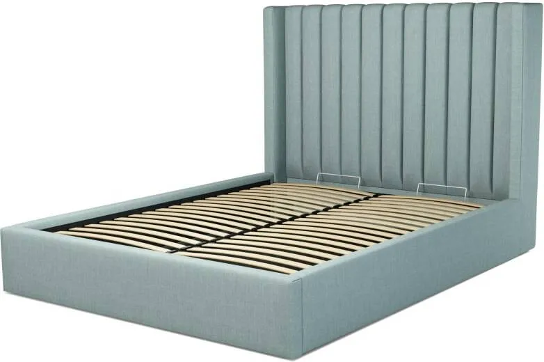 Cory King Size Ottoman Storage Bed, Sea Green Cotton