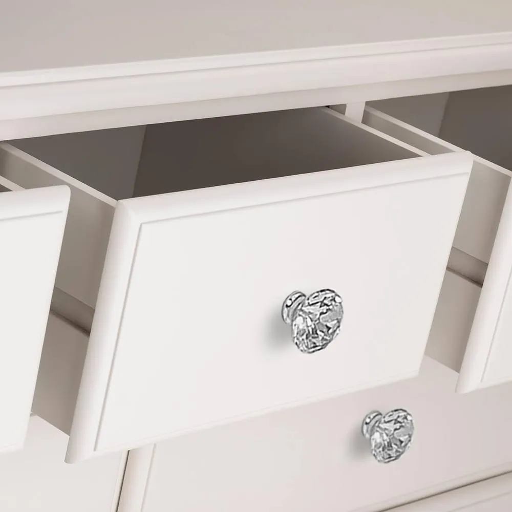 Statement Furniture Romance 3 Over 4 Chest of Drawers with Crystal Handles in Light Grey 4