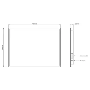 Brisbane Colour Changing Matt Black LED Mirror - 700 x 500mm 2