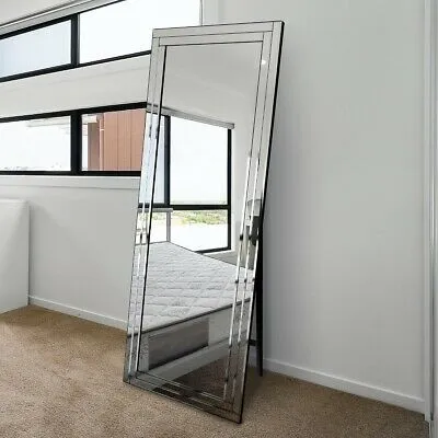 MirrorOutlet Luxford All Glass Bevel Cheval Dress Mirror 5ft7 x 1ft11 170cm x 58cm in Silver 2