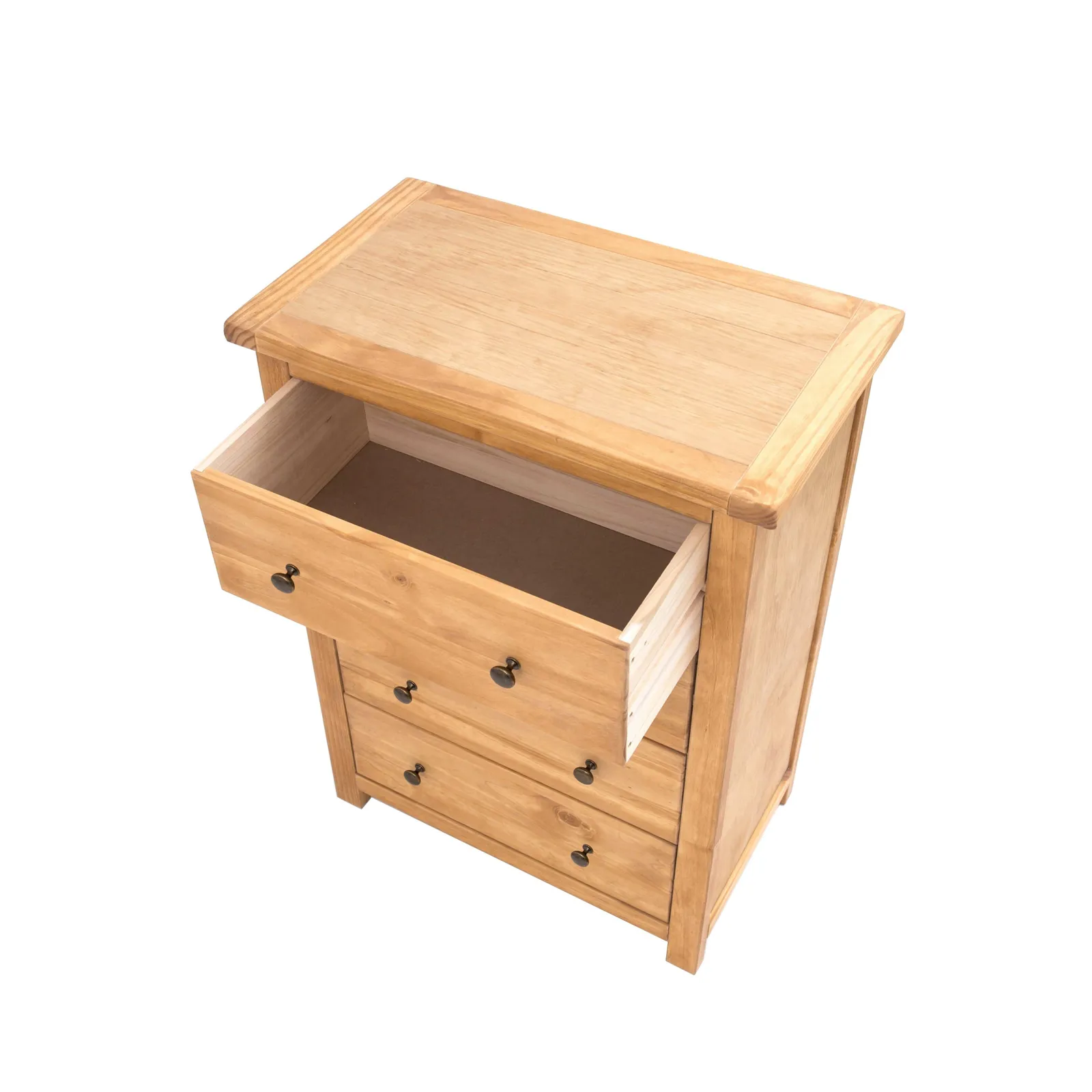 Cabinet Bits Lugo 4 Drawer Chest of Drawers Brass Knob in Light Brown 4