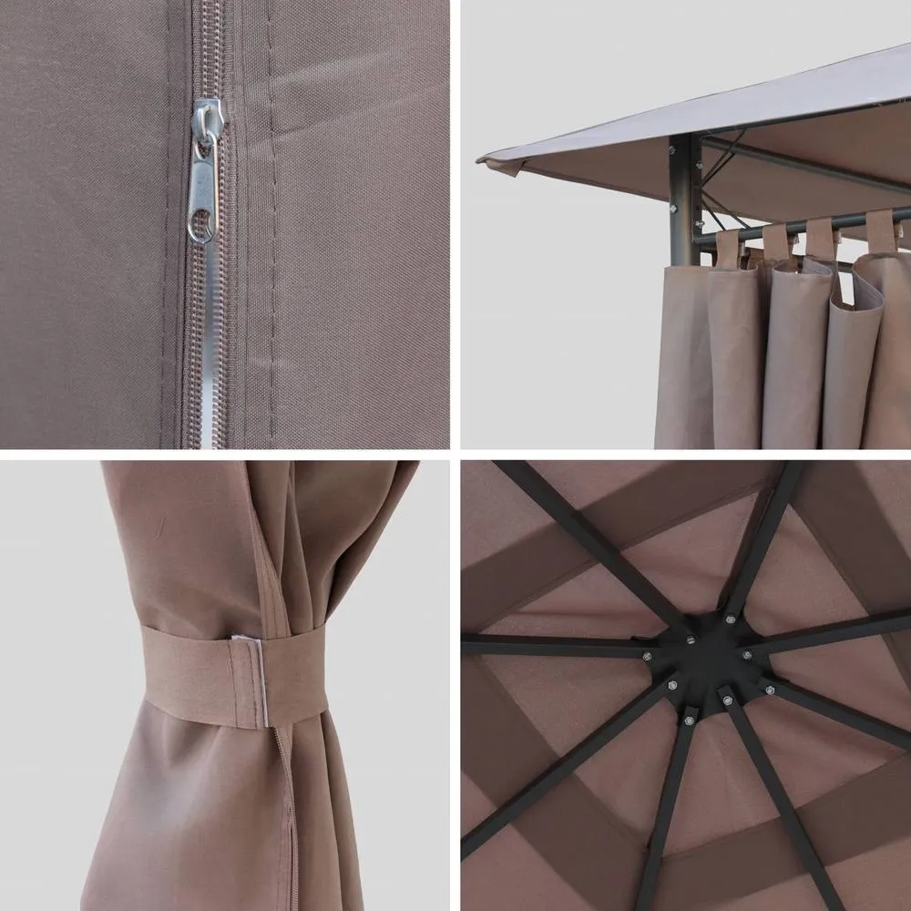 sweeek Heavy duty 3x3m gazebo with curtains in Taupe 4