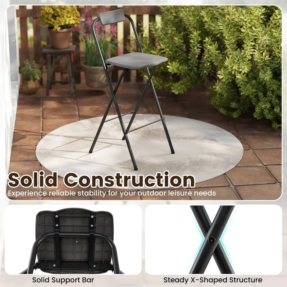 Costway Outdoor Folding Barstools Set of 2 Bar Height Patio Chairs 3