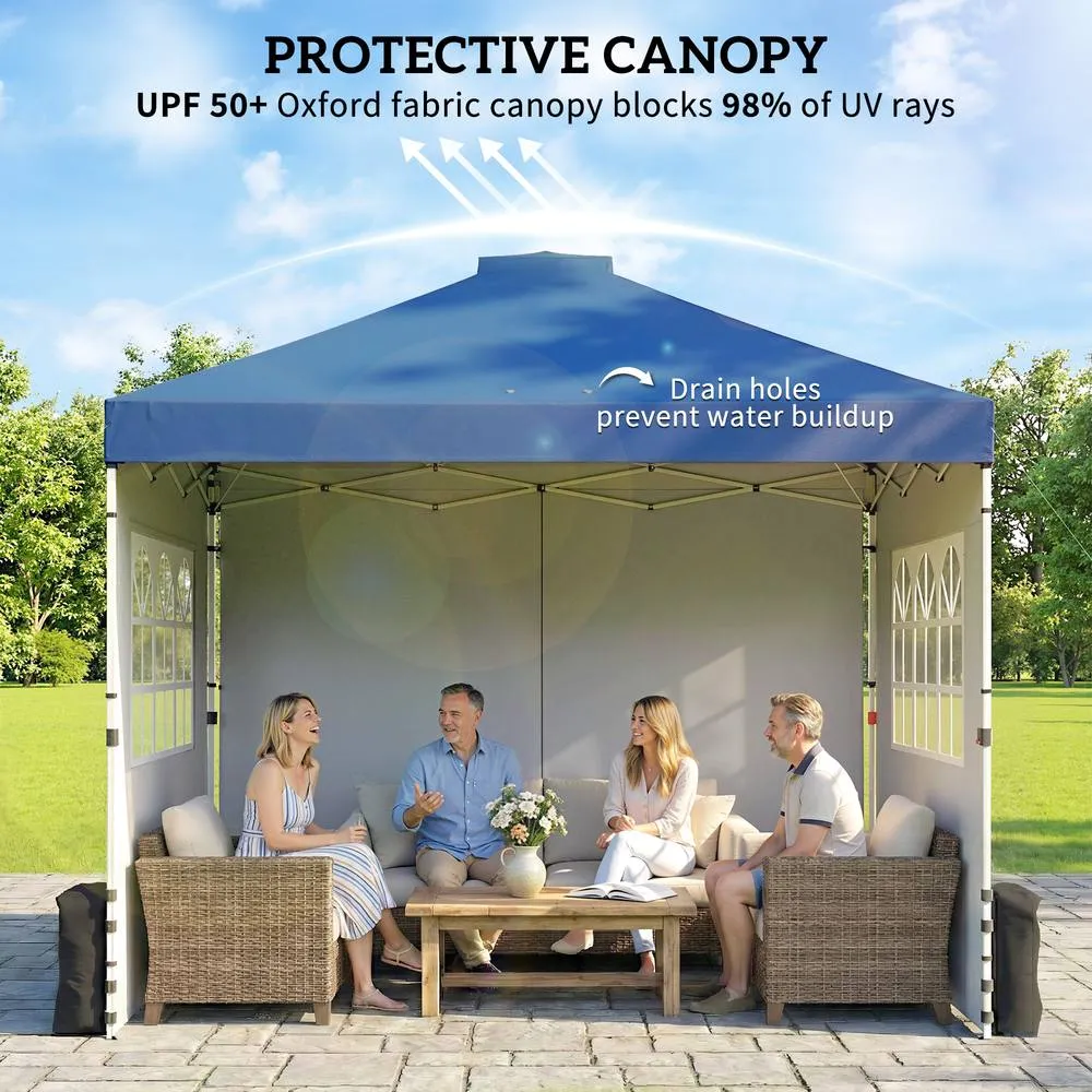OUTSUNNY Pop Up Canopy Waterproof Height Adjustable 3 x 3 (m) in Blue 6