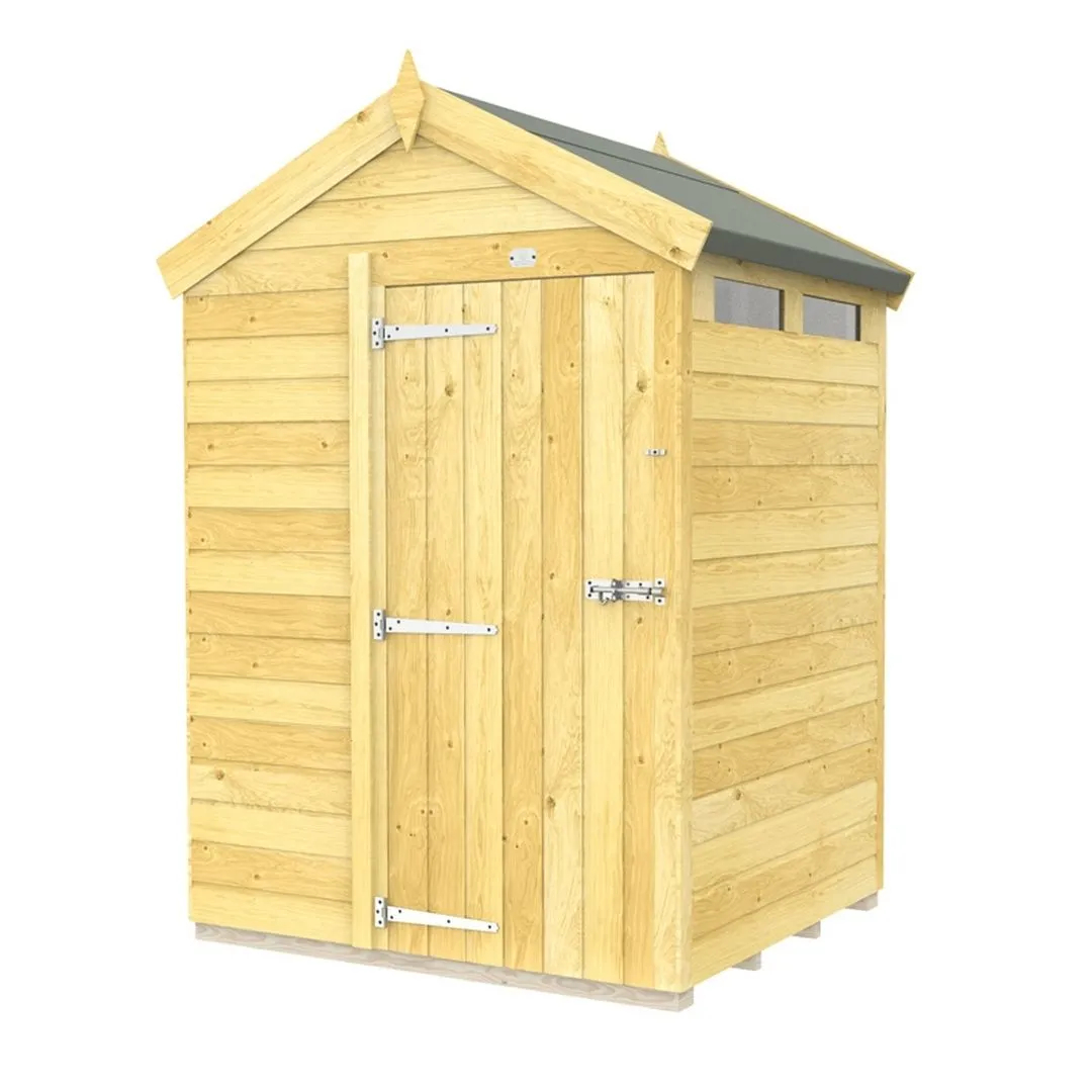 Buttercup Farm 5 x 4 Feet Apex Security Shed - Single Door - L127 x W147 x H217 cm in Brown