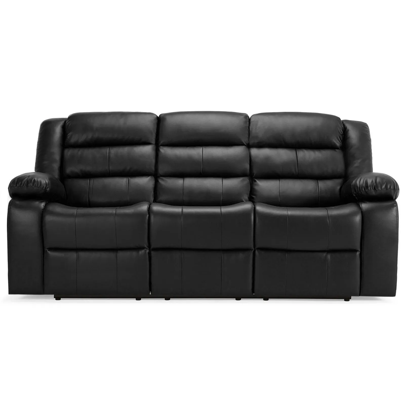 Whitfield 3 Seater Leather Reclining Sofa Black