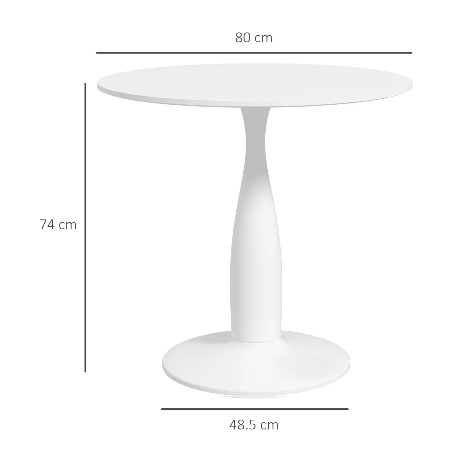 HOMCOM Round Dining Table, Modern Kitchen Table with Steel Base in White 3