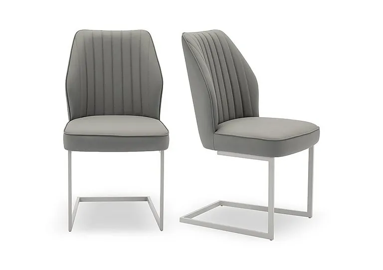 Fumo Pair of Faux Leather Cantilever Dining Chairs