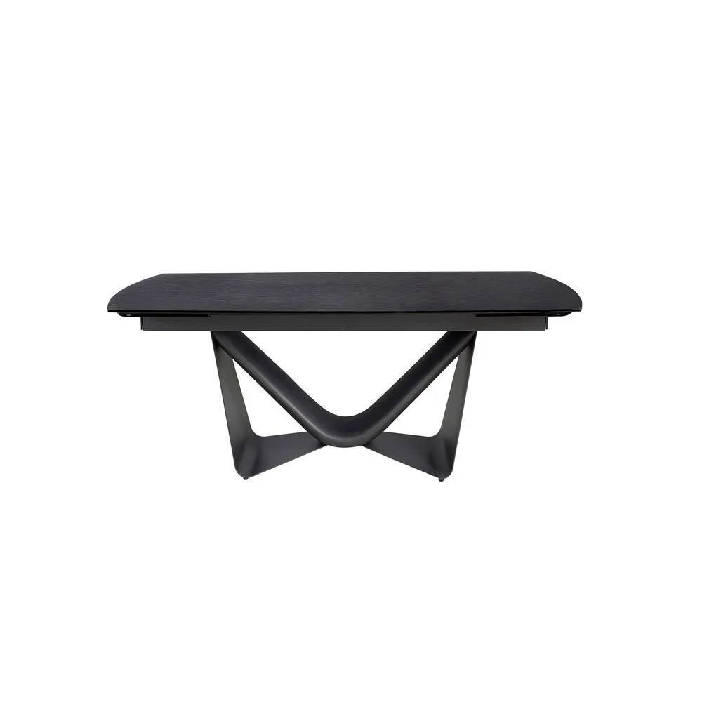 Angel Cerda Extendable Barrel-Shaped Oval Dining Table with Black Glass & Dark-Grey Metal 2